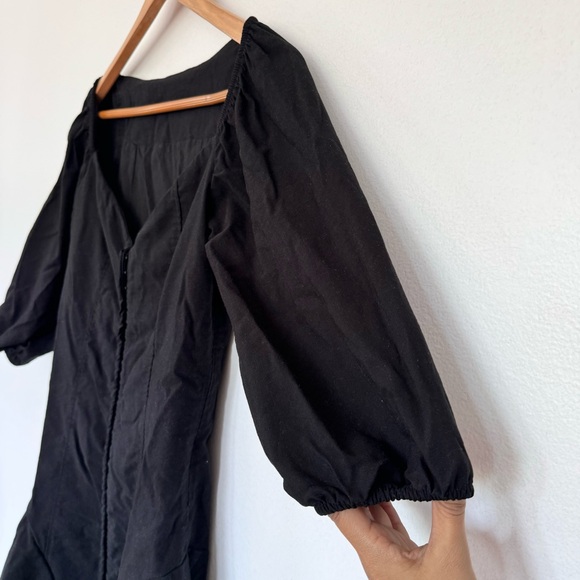 Zara Puff Sleeves Black Flare Corset Mini Dress Size M - Picture 8 of 10